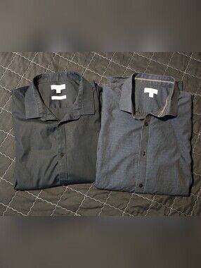 Lot of 2 Calvin Klein Men's Long-Sleeve Button-Down Dress Shirt — Black Size XL